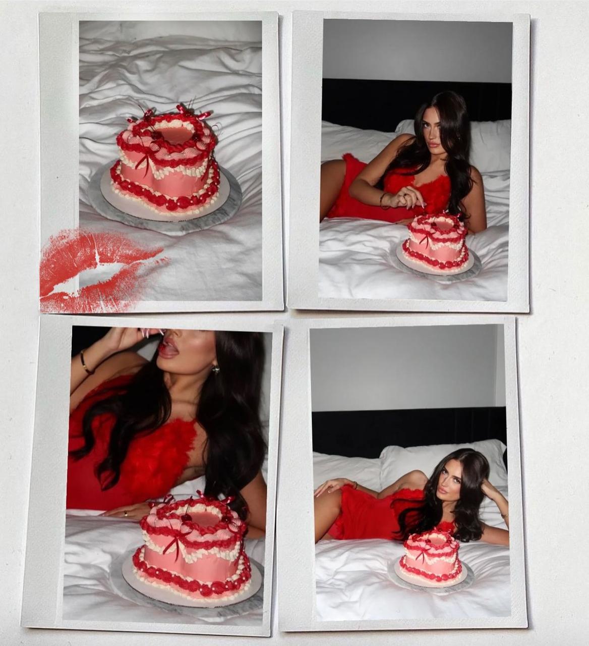Red heart cake polaroid set